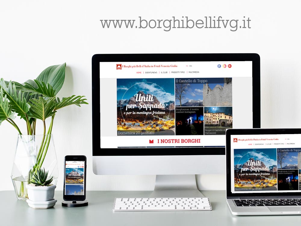 Progettazione e contenuti sito web Borghi belli FVG, realizzazione tecnica Enbilab